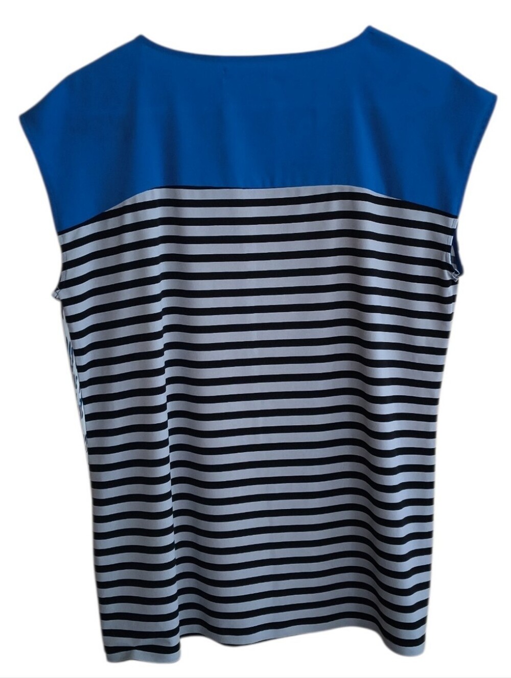 Calvin Klein Blue, White & Black Mixed-Print Cap Sleeve Tunic/Blouse - Picture 2 of 6